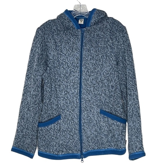 PRANA Wool Blend Knit Hooded Zip Sweater Jacket Fleece Lined Women's Size M - Picture 14 of 16